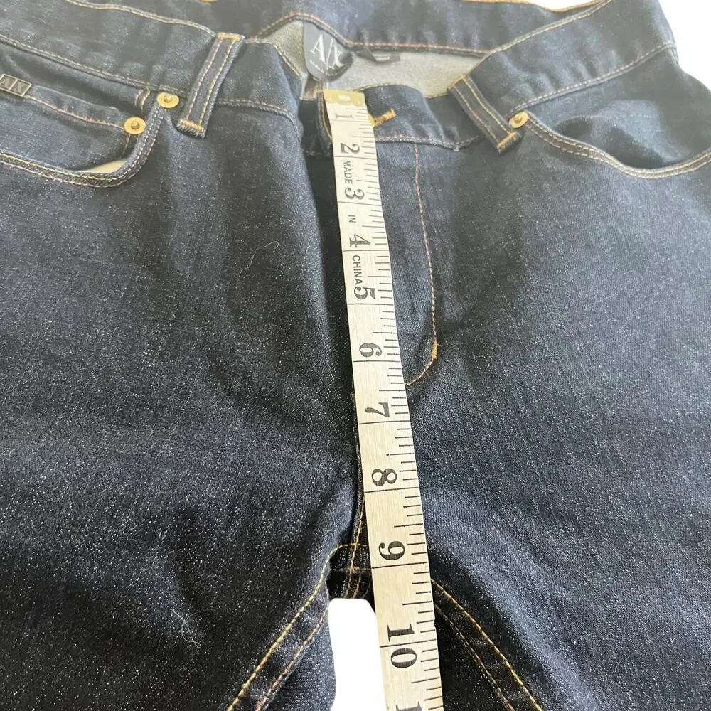 Armani Exchange Mid Rise Dark Wash Blue Denim Skinny Jeans Size 29 Short